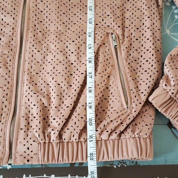ZARA TRF  Perforated Suede Bomber Jacket - Picture 14 of 16